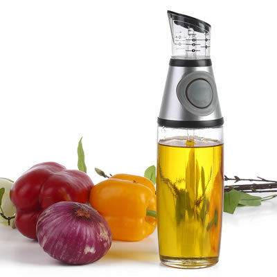 1PC Olive Oil Dispenser Kitchen Glass Bottle No Drip Pouring Spout Pumps Measures Mixes Oils Vinegar Liquid Ingredient JR 1097 - Flo's Gadgets